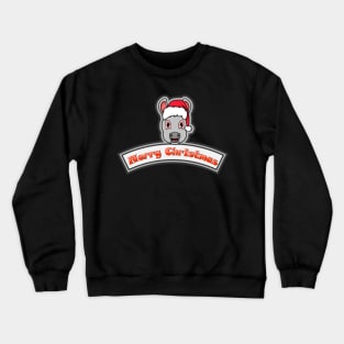 Sticker and Label Of  Donkey Character Design and Merry Christmas Text. Crewneck Sweatshirt